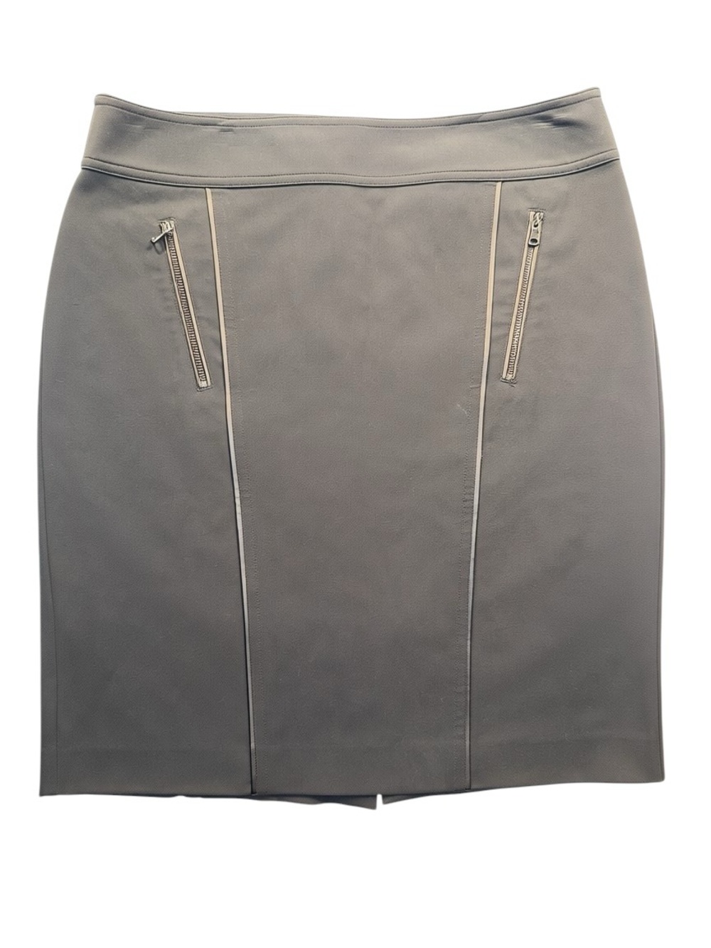 Ann Taylor Size 12 Grey Cotton Pencil Skirt Front Zip Clubwear Work Attire - Picture 1 of 7